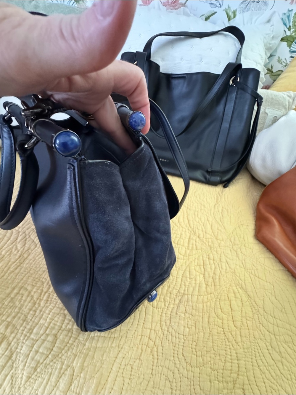Coach Navy BlueLeather Satchel with Top Handle - Picture 6 of 7